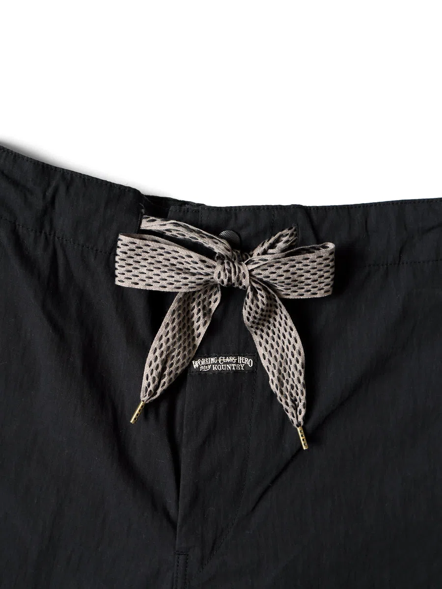 Kapital Rip Stop Nouvelle Shuttle Shorts - Black/Orange
