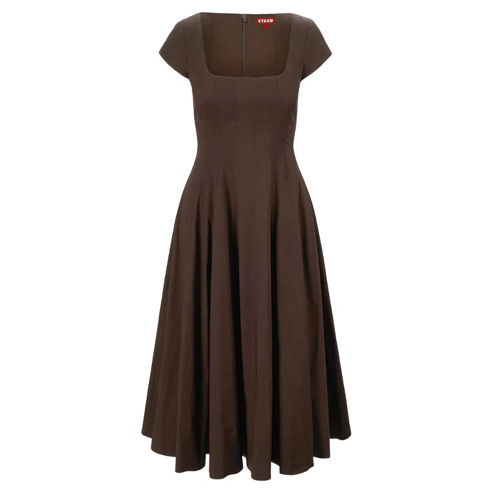 Staud Short Sleeve Wells Dress - Earth