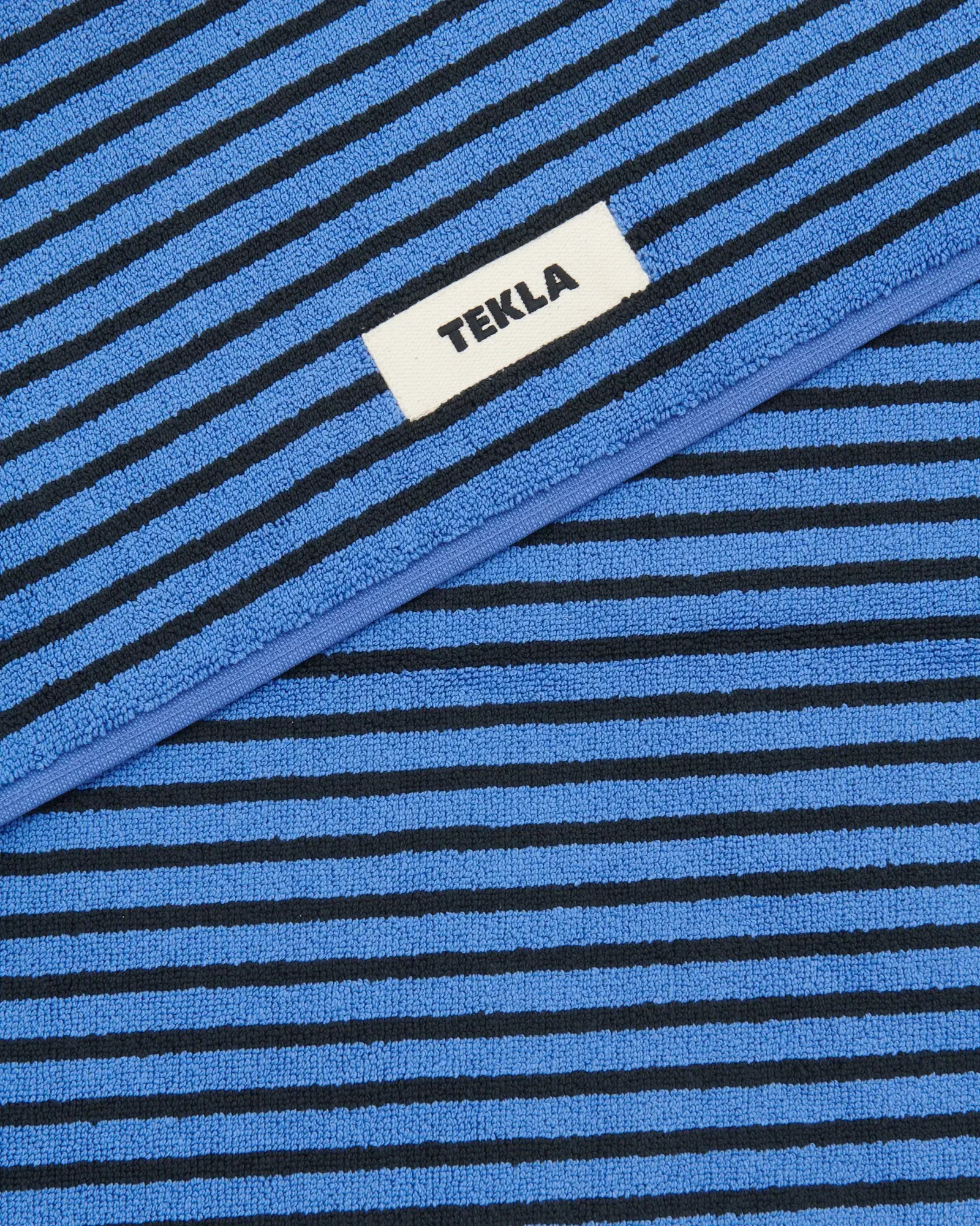 TEKLA Terry Bath Mat - Blue & Black