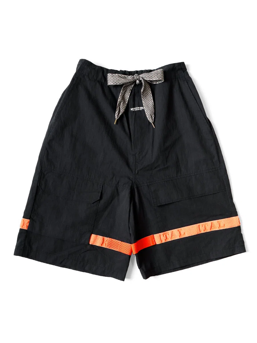 Kapital Rip Stop Nouvelle Shuttle Shorts - Black/Orange