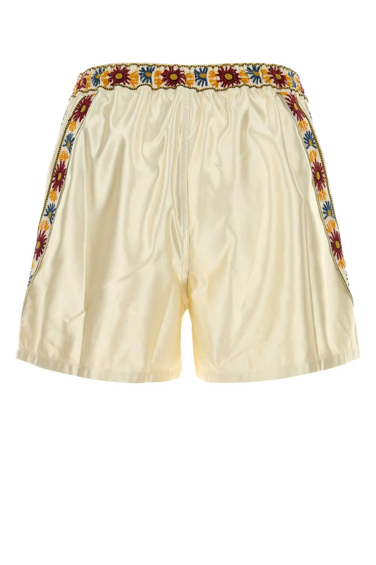 BODE Ivory Satin Candyfloss Bermuda Shorts - Cream Multi